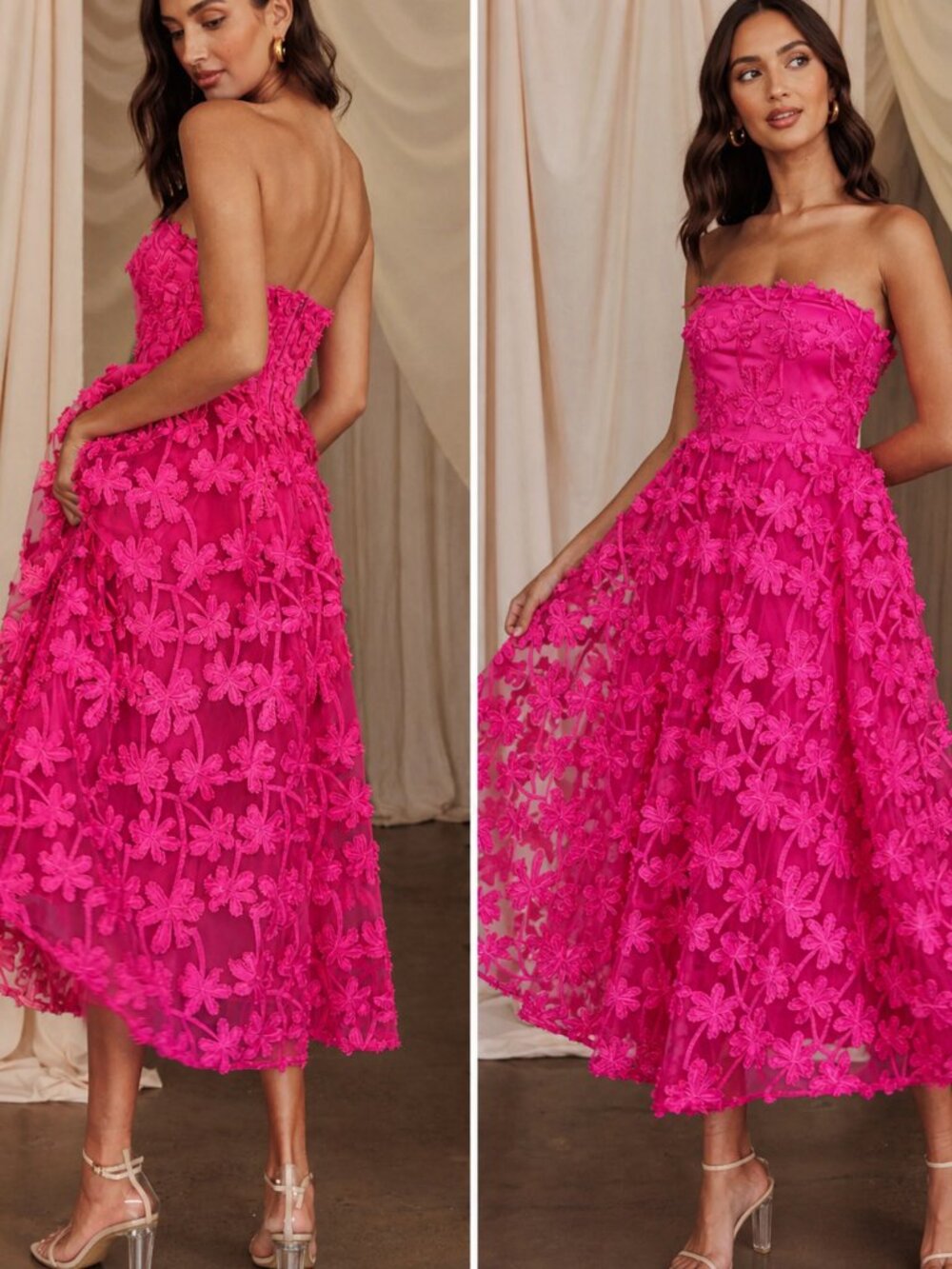 Angel Biba Showpo Pink Midi Dress 10 Dori Floral Tulle Embroidered Embellished